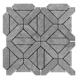 Bardiglio Gray Marble Geometrica Mosaic Tile Honed