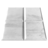 Carrara White Italian Marble Wide Bevel 4" x 4" Tile Honed