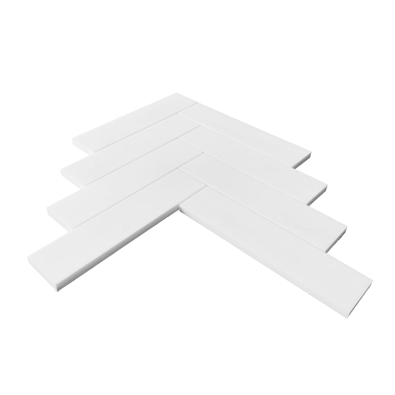 Bianco Dolomite Marble 2" x 8" Herringbone Mosaic Tile Polished