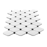 Bianco Dolomite Marble Long Octagon Rhomboid with Black Dots Mosaic Tile Polished