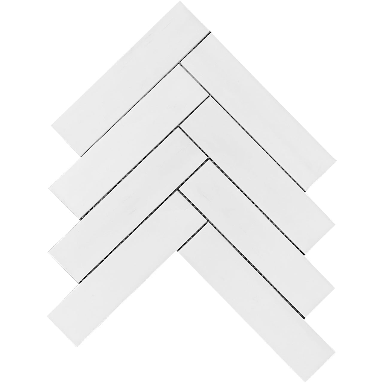 Bianco Dolomite Marble 2" x 8" Herringbone Mosaic Tile Honed