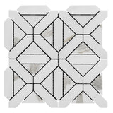 Bianco Dolomite Marble with Calacatta Gold Triangles Geometrica Mosaic Tile Honed