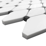 Bianco Dolomite Marble Long Octagon Rhomboid with Black Dots Mosaic Tile Honed