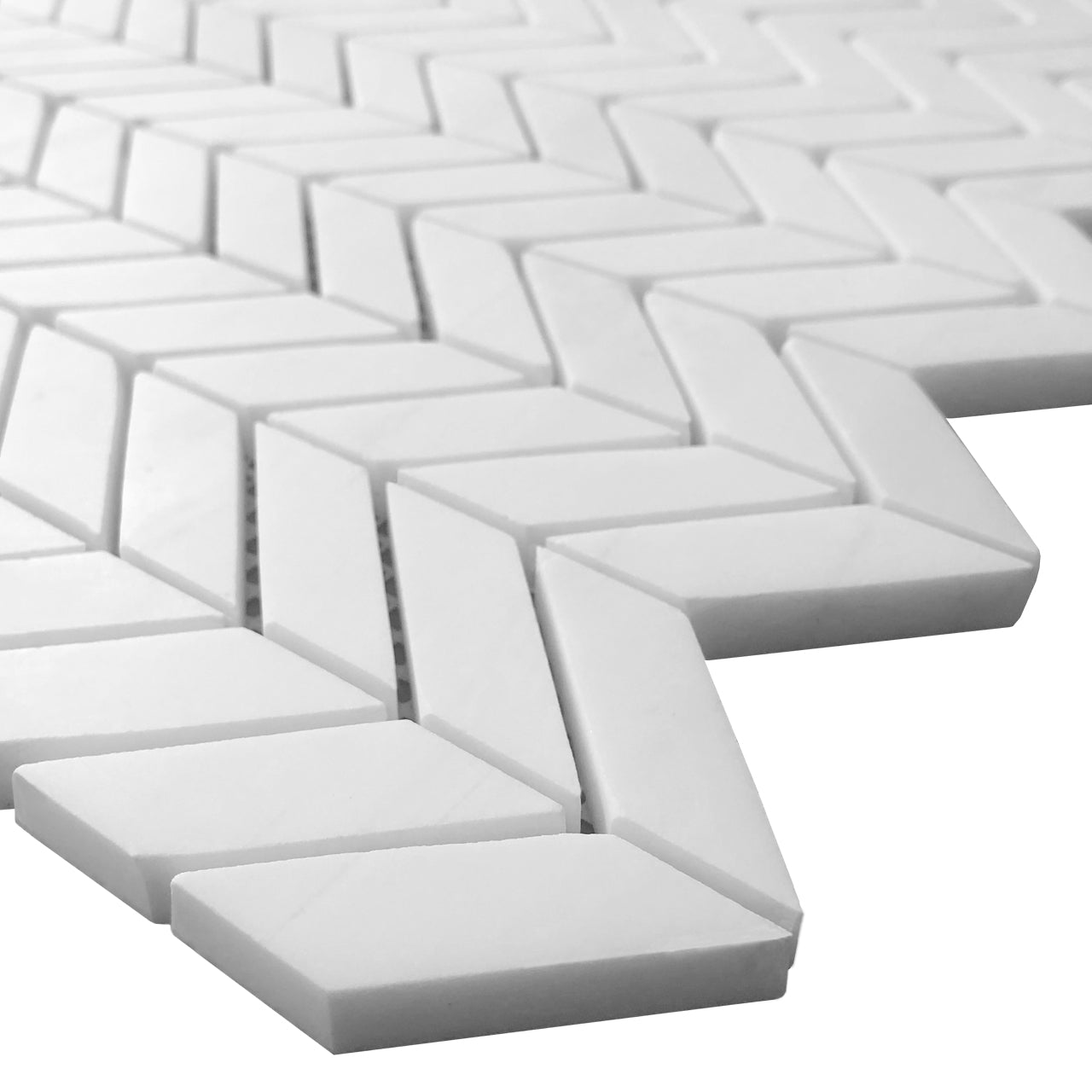Bianco Dolomite Marble Mini Chevron Mosaic Tile Polished