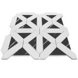 Bianco Dolomite Marble with Nero Marquina Black Triangles Geometrica Mosaic Tile Polished