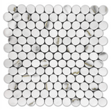 Calacatta Gold Italian Marble Penny Round Mosaic Tile Polished