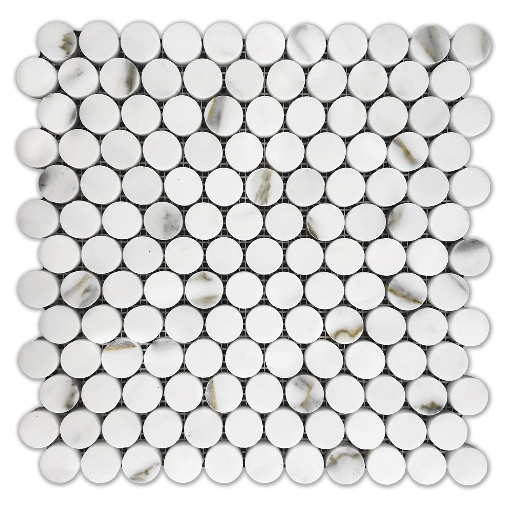 Calacatta Gold Italian Marble Penny Round Mosaic Tile Polished