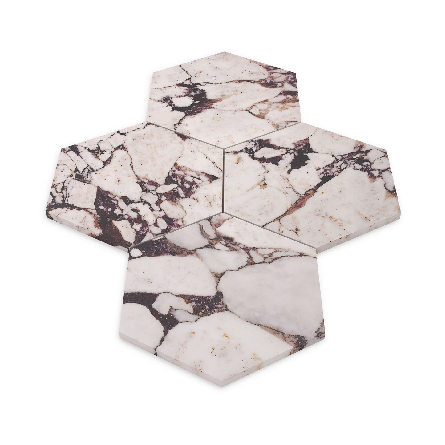 Calacatta Viola Marble 7" Hexagon Mosaic Tile Honed