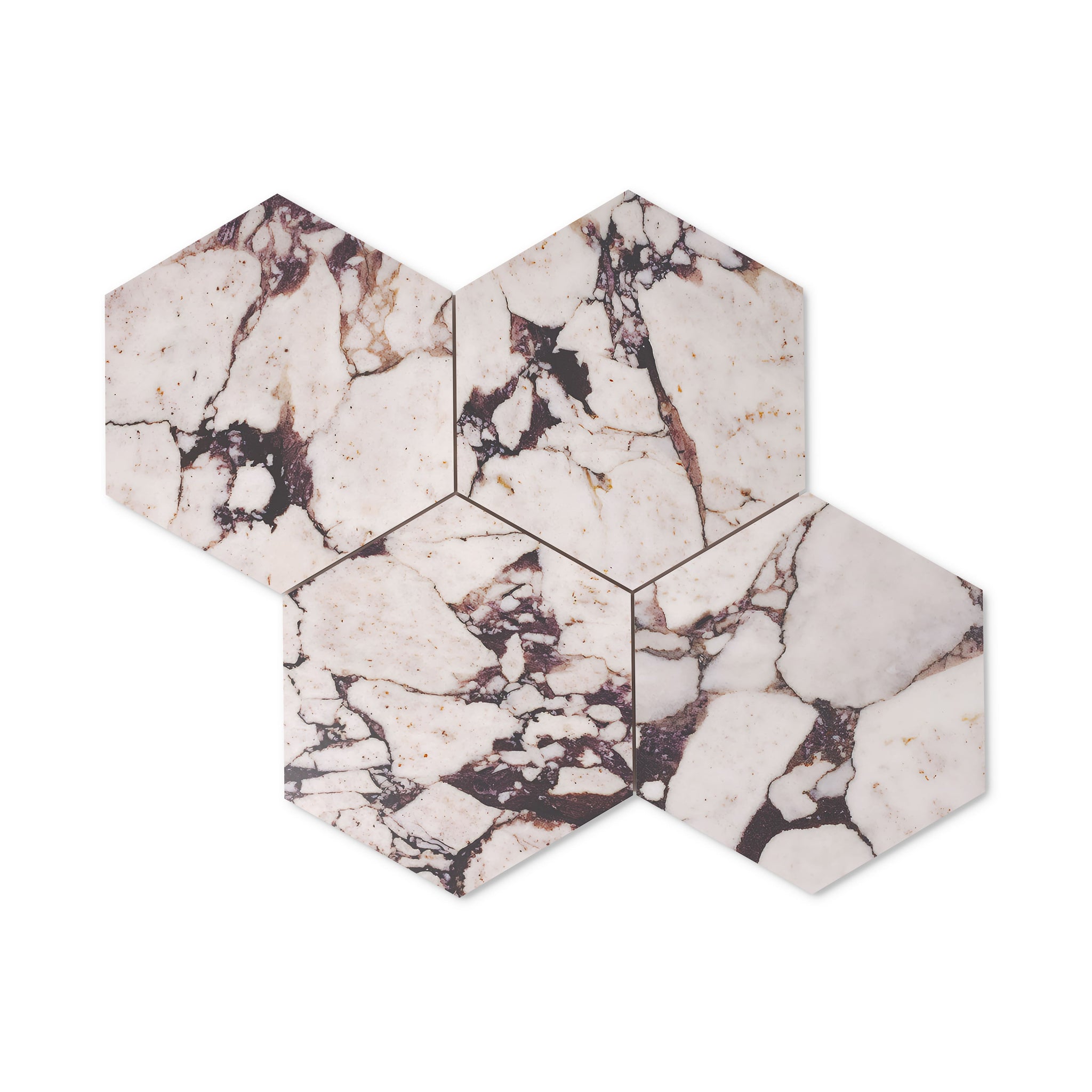 Calacatta Viola Marble 7" Hexagon Mosaic Tile Honed