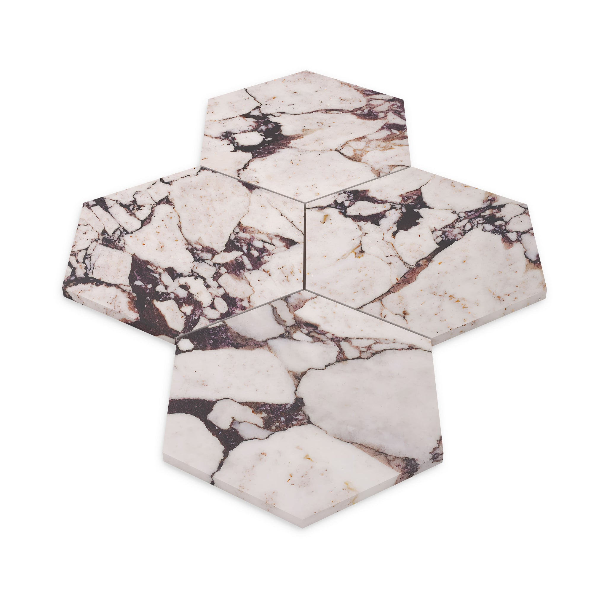 Calacatta Viola Marble 7" Hexagon Mosaic Tile Polished