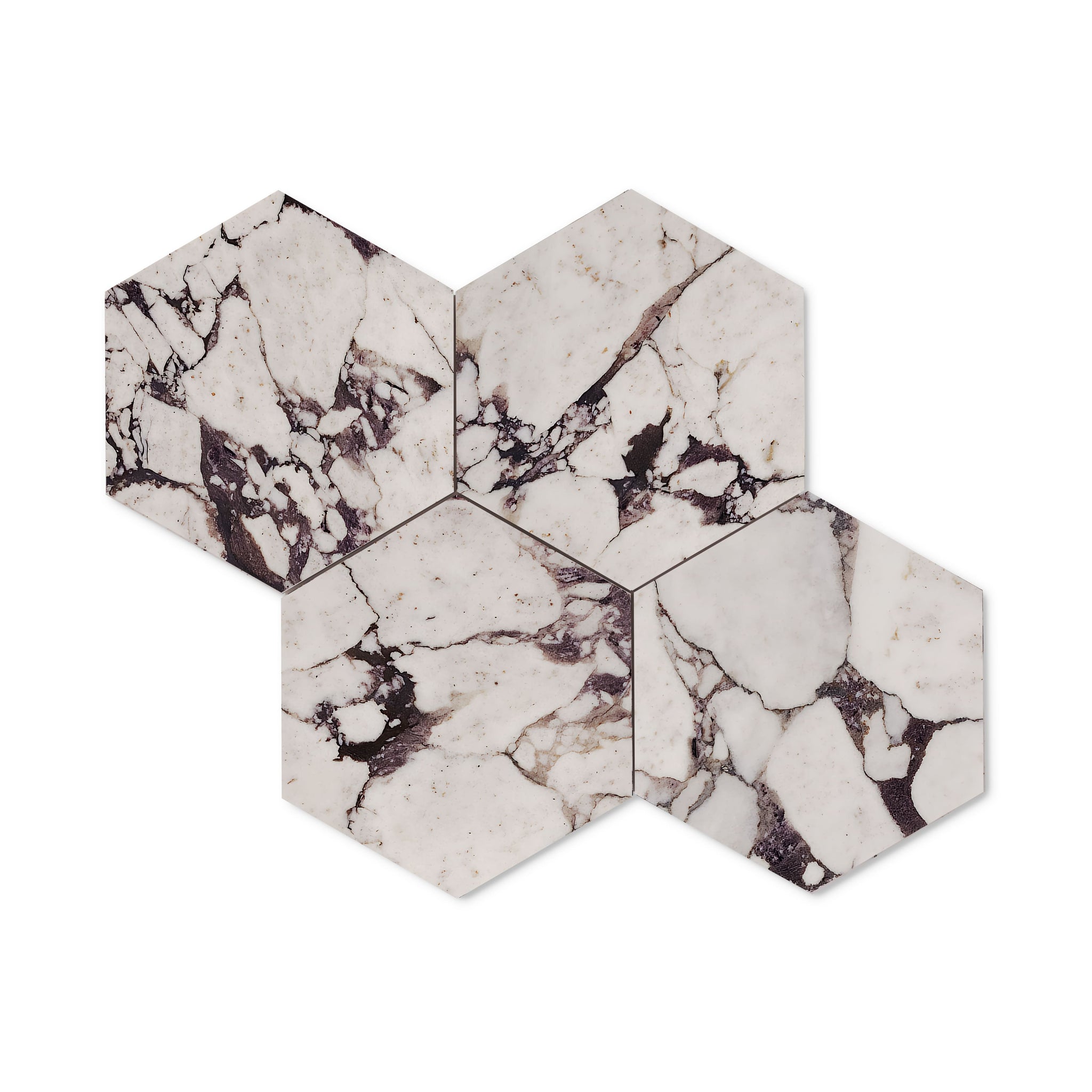 Calacatta Viola Marble 7" Hexagon Mosaic Tile Polished