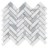 Calacatta Gold Italian Marble 1" x 3" Herringbone Mosaic Tile Polished