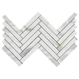 Calacatta Gold Marble 1" x 6" Herringbone Mosaic Tile Polished
