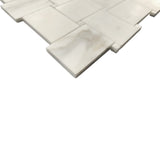 Calacatta Gold Italian Marble Large Basketweave Mosaic Tile with Calacatta Oro Dots Honed