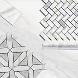 Calacatta Gold Italian Marble with Carrara White Triangles Geometrica Mosaic Tile Polished