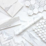 Calacatta Gold Italian Marble Penny Round Mosaic Tile Polished