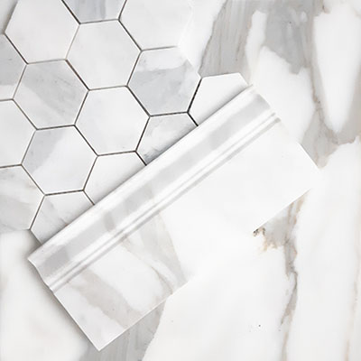 Calacatta Gold Italian Marble 3" Hexagon Mosaic Tile Honed