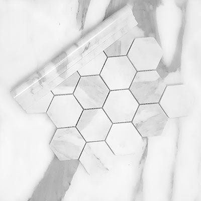 Calacatta Gold Italian Marble 3" Hexagon Mosaic Tile Polished