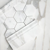 Calacatta Gold Italian Marble 4" Hexagon Mosaic Tile Honed