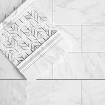 Calacatta Gold Marble Mini Chevron Mosaic Tile Polished