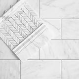 Calacatta Gold Marble Mini Chevron Mosaic Tile Polished