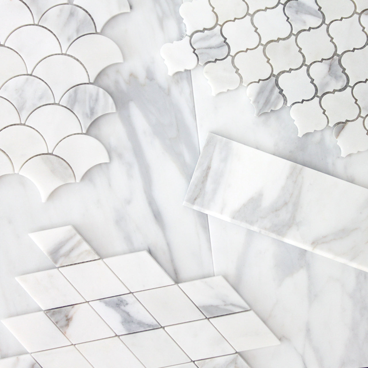 Calacatta Gold Italian Marble Large Diamond Mosaic Tile Polished