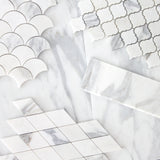 Calacatta Gold Italian Marble Large Diamond Mosaic Tile Polished