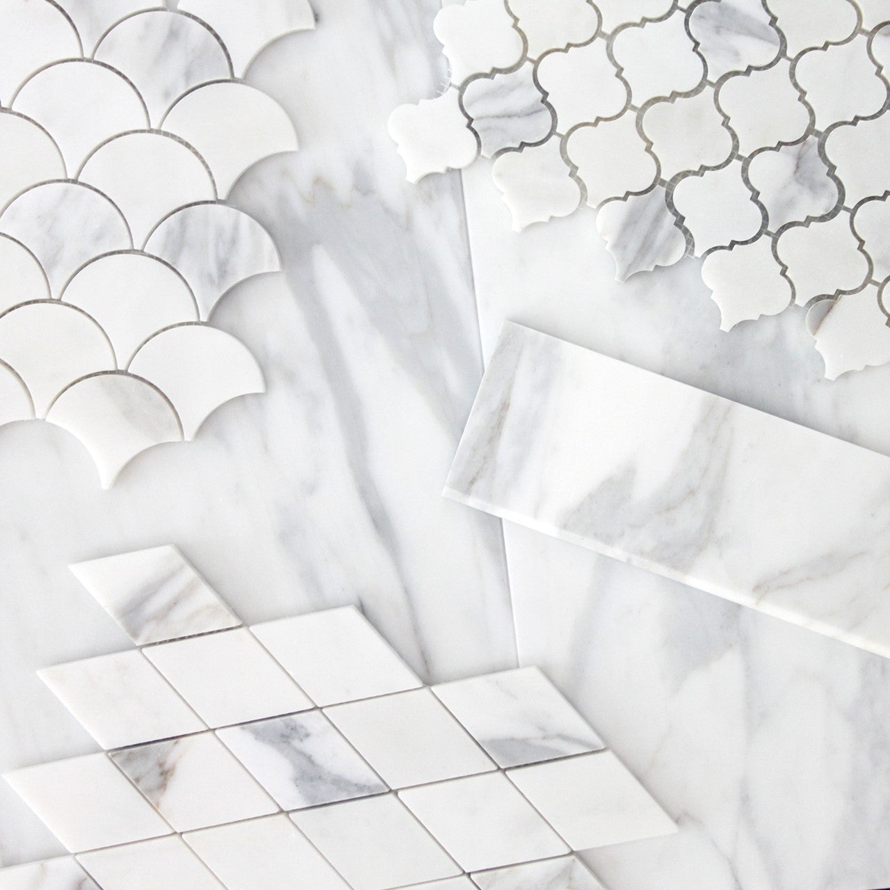 Calacatta Gold Italian Marble Large Diamond Mosaic Tile Honed
