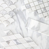 Calacatta Gold Italian Marble Large Diamond Mosaic Tile Honed