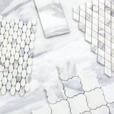 Calacatta Gold Italian Marble Ellipse Oval Mosaic Tile Honed