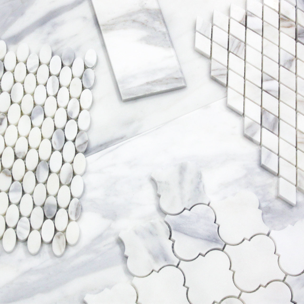 Calacatta Gold Italian Marble Ellipse Oval Mosaic Tile Honed