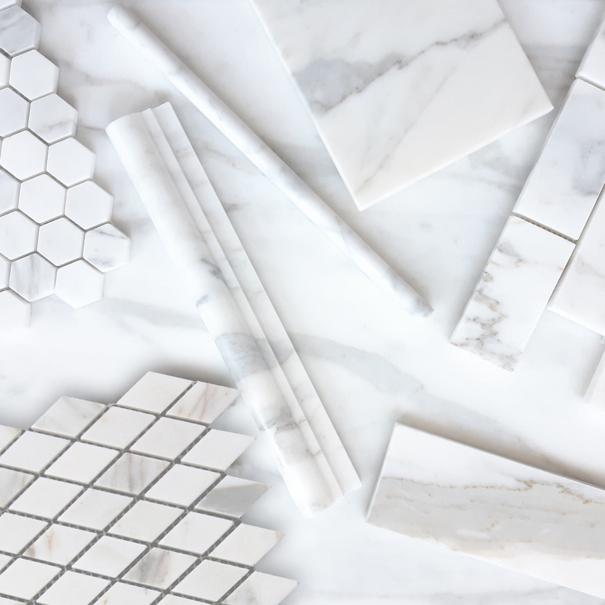Calacatta Gold Italian Marble Diamond Mosaic Tile Honed