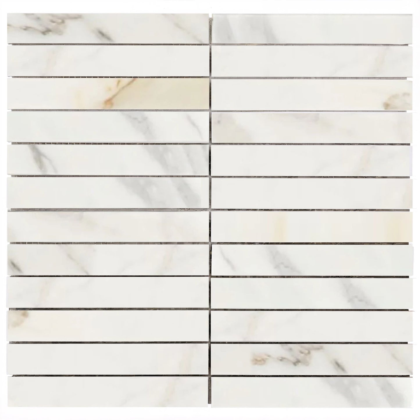 Calacatta Gold Italian Marble 1x6 Stacked Mosaic Tile Honed