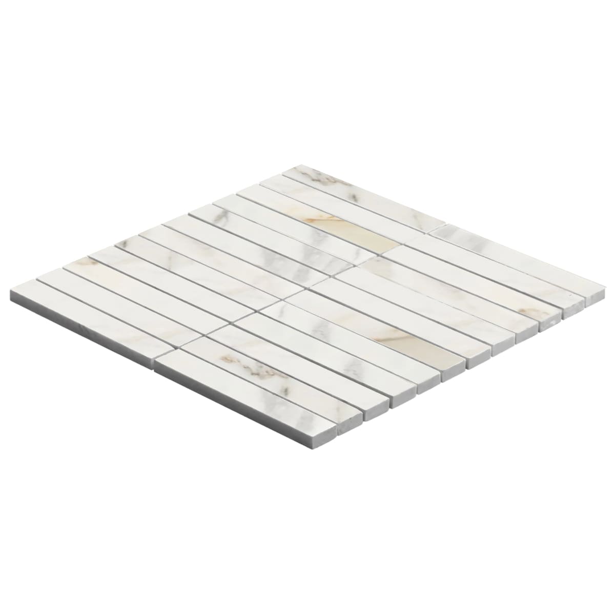 Calacatta Gold Italian Marble 1x6 Stacked Mosaic Tile Polished