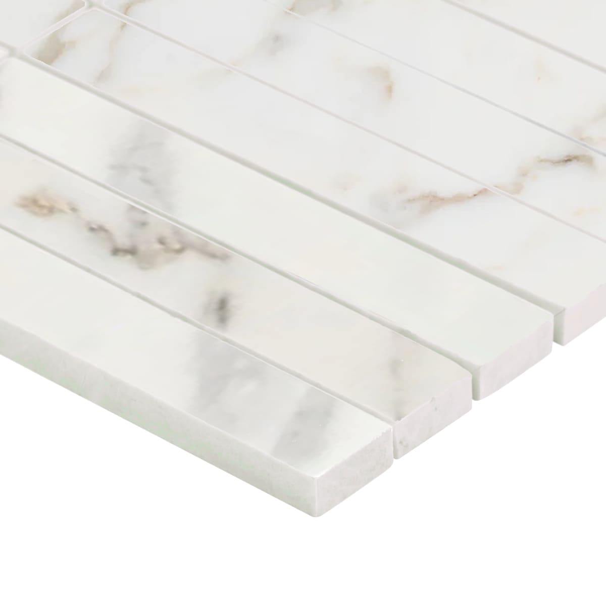 Calacatta Gold Italian Marble 1x6 Stacked Mosaic Tile Polished