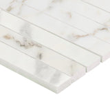 Calacatta Gold Italian Marble 1x6 Stacked Mosaic Tile Polished
