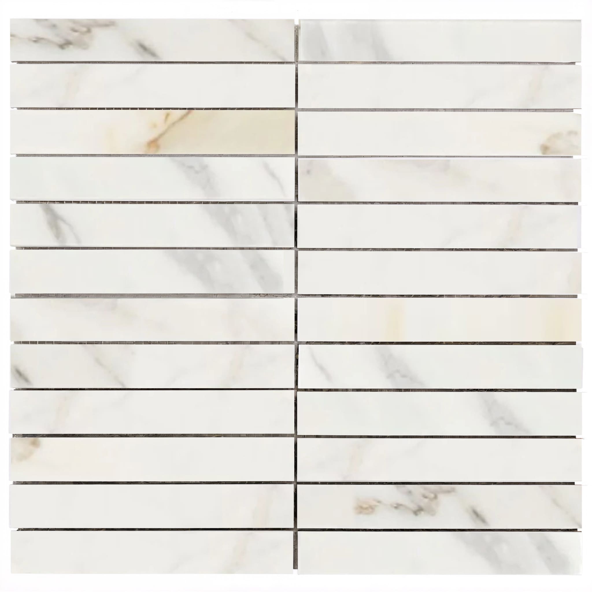 Calacatta Gold Italian Marble 1x6 Stacked Mosaic Tile Polished