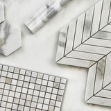 Calacatta Gold Marble 5/8x5/8 Mosaic Tile Honed