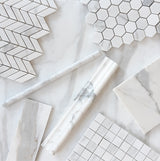 Calacatta Gold Marble Mini Chevron Mosaic Tile Honed