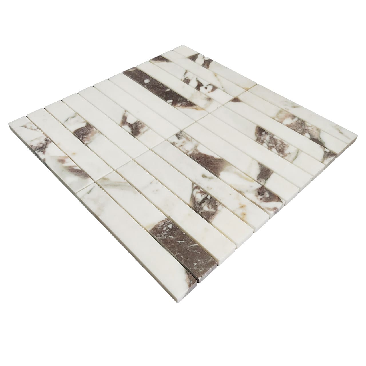 Calacatta Viola Marble 1x6 Stacked Mosaic Tile Honed