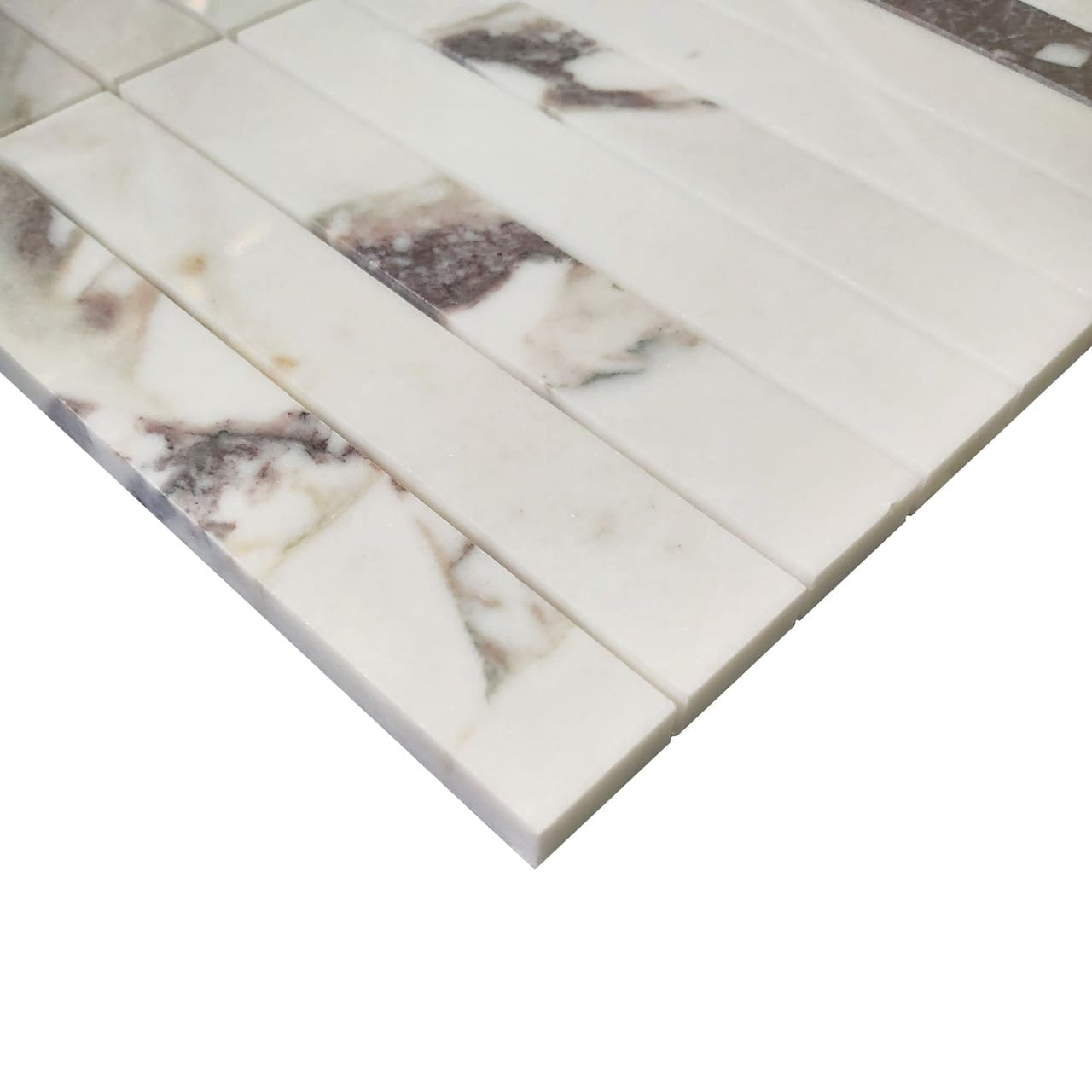 Calacatta Viola Marble 1x6 Stacked Mosaic Tile Honed