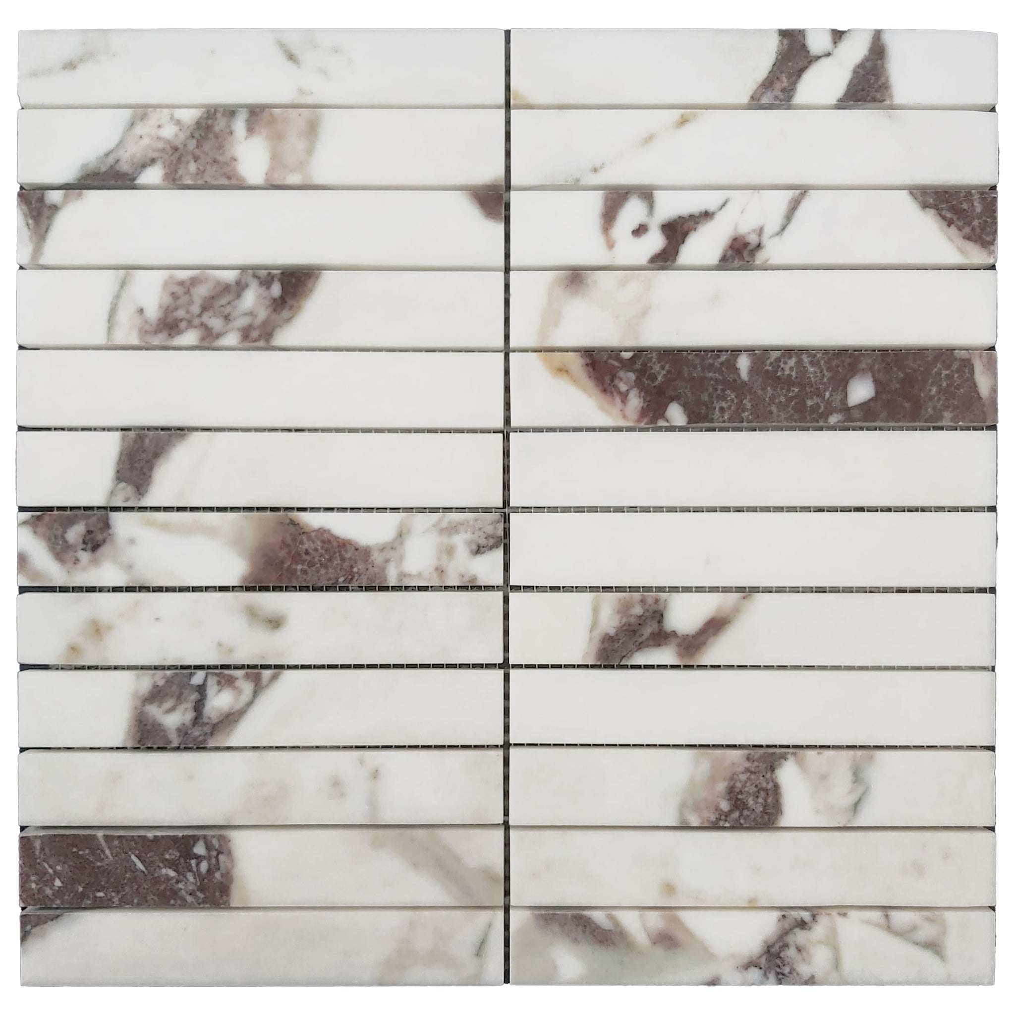 Calacatta Viola Marble 1x6 Stacked Mosaic Tile Polished