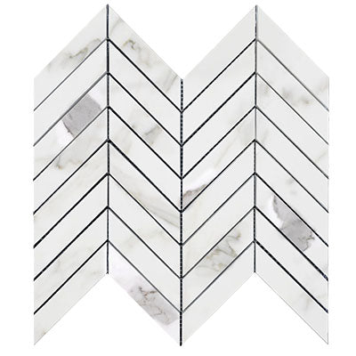 Calacatta Gold Italian Marble 1" x 4" Chevron Mosaic Tile Polished