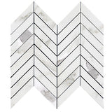 Calacatta Gold Italian Marble 1" x 4" Chevron Mosaic Tile Honed