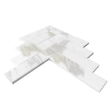 Calacatta Gold Italian Marble 2" x 8" Herringbone Mosaic Tile Honed