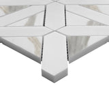 Calacatta Gold Italian Marble with Bianco Dolomite Triangles Geometrica Mosaic Tile Polished