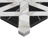 Calacatta Gold Italian Marble with Nero Marquina Black Triangles Geometrica Mosaic Tile Polished