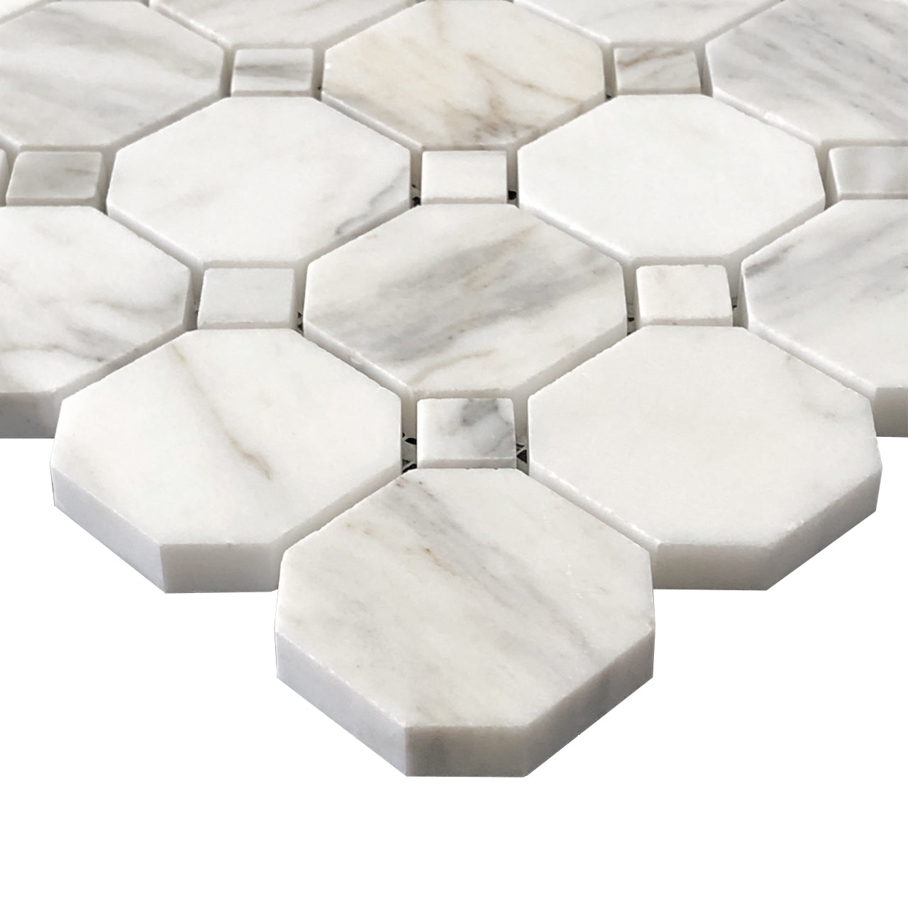 Calacatta Gold Marble Octagon Mosaic Tile Honed