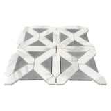 Calacatta Gold Italian Marble with Bardiglio Gray Triangles Geometrica Mosaic Tile Polished
