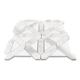 Calacatta Gold Italian Marble with Bianco Dolomite Triangles Geometrica Mosaic Tile Polished